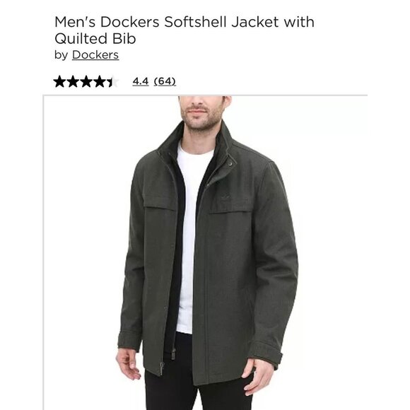 Men's Dockers Softshell Jacket with Quilted Lining Black, Size Small 40" Chest - Picture 9 of 9